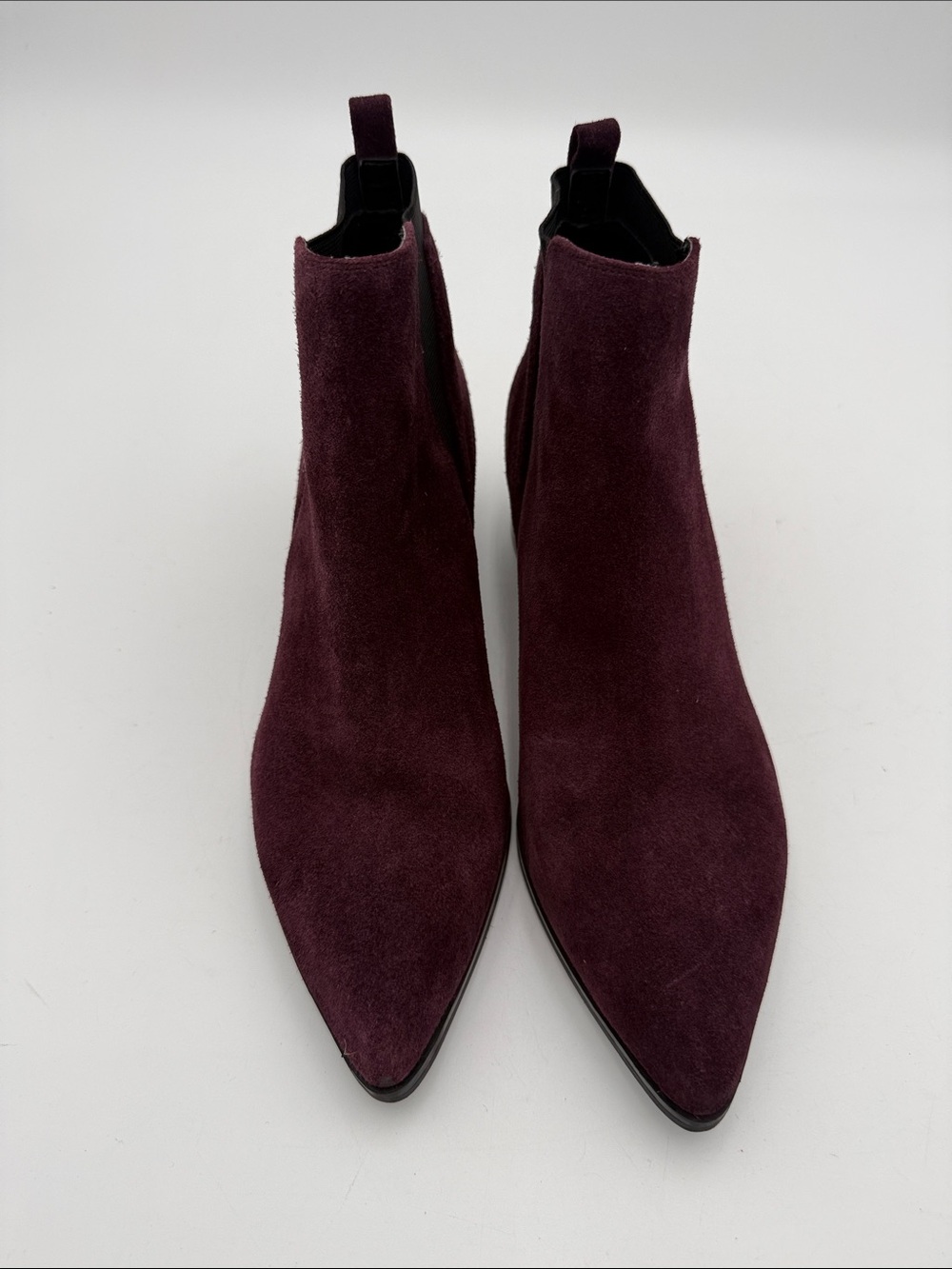 Marc Fisher Burgundy Suede Pointed Chelsea Booties women 9M pull on casual retro - Picture 4 of 16